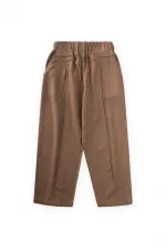 Pantalon en lin à plis plats, jambes et taille fermées, 2-7 ans, couleur caramel