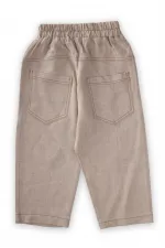 Dizi Kapaklı Keten Pantolon 2-7 Yaş Naturel