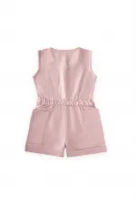 Yanları Cepli Kısa Boy Keten Tulum 2-7 Yaş Pembe Yanları Cepli Kısa Boy Keten Tulum 2-7 Yaş Pembe
