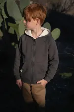 Hooded Zippered Cardigan 1-14 Years Anthracite