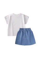 Denim Skirt Set, Ages 2-7, White Denim Skirt Set, Ages 2-7, White
