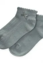Chaussettes bottines pour enfants avec nœud en relief, vert menthe, 5-12 ans