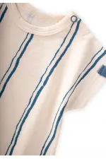 Barboteuse rayée 0-3 ans, blanc cassé