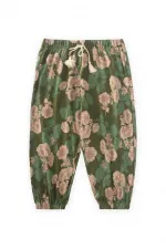 Patterned Ankle-Length Harem Pants, Ages 3-9, Green