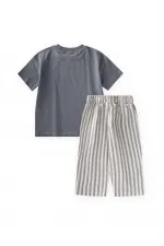 Muslin Trousers and T-Shirt Set, Ages 2-10, Grey Muslin Trousers and T-Shirt Set, Ages 2-10, Grey