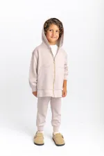 Zippered Kangaroo Pocket Set for 2-7 Years Old Beige