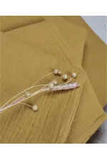 Parure de lit en mousseline avec pochette 100 x 135 cm +/- 3 cm, drap-housse 120 x 150 cm, taie d'oreiller 35 x 45 cm, jaune moutarde