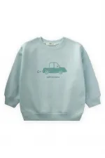 Car Print Sweatshirt, Ages 1-6, Aqua Green Car Print Sweatshirt, Ages 1-6, Aqua Green