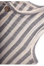 Müslin Bebe Patlı Takım 0-5 Yaş Lacivert Çizgili