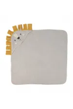 Aslan Figürlü Bebek Havlu 75x75 cm Gri