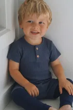 Ribbed Romper 0-3 Years Navy Blue