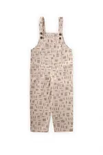 Patterned Gabardine Overalls 2-7 Years Old Ecru Striped
