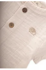 Organik Kirpi Nakışlı Müslin Takım 0-5 Yaş Naturel