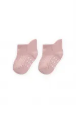 Chaussettes-chaussons bébé imprimées ABS 0-4 ans couleur poudre