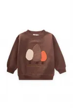 Süzene Nakışlı Sweatshirt 1-7 Yaş Kahve