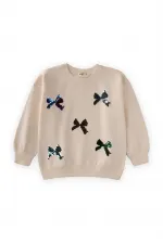 Sequined Sweatshirt 2-10 Years Ecru