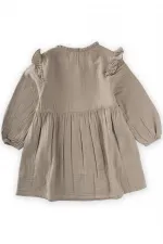 Ruffle Detail Muslin Dress, Ages 2-8, Mink Ruffle Detail Muslin Dress, Ages 2-8, Mink