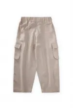 Çift Körük Cepli Keten Pantolon 2-7 Yaş Naturel