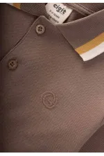 T-shirt à manches longues et col polo, couleur vison, 2-14 ans