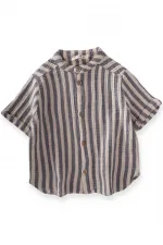 Chemise en mousseline rayée bleu marine, 2-10 ans