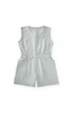 Yanları Cepli Kısa Boy Keten Tulum 2-7 Yaş Mint Yeşili Yanları Cepli Kısa Boy Keten Tulum 2-7 Yaş Mint Yeşili