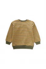 Çizgili Triko Sweatshirt 0-4 Yaş Hardal Haki