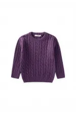 Braided Sweater, Ages 1-8, Purple