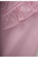 Robe rose avec ourlet et dos en dentelle pour les enfants de 2 à 7 ans