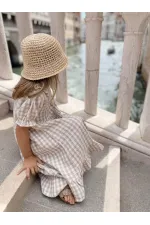 Robe à col à carreaux Peti, 2-10 ans, couleur vison