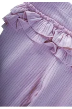Collants côtelés à volants au dos, 0-3 ans, lilas