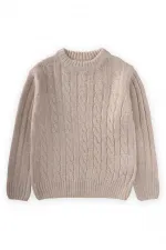 Braided Sweater, Ages 1-8, Beige