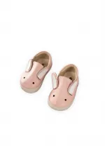 Deri Tavşan Çocuk Ayakkabı 19/25 Numara Pudra