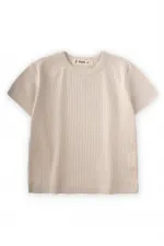 Basic Fitilli T-Shırt 1-5 Yaş Açık Bej