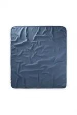 Double Layer Muslin Baby Blanket with Pom-Pom Trim, 100x100 cm +/- 3 cm, Indigo Blue