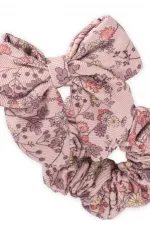 Kurdeleli Ve Lastikli Saç Tokası Pudra Pembe Çiçekli