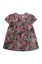 Desenli Dökümlü Elbise 1-8 Yaş Siyah