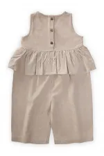 Beli Volanlı Keten Tulum 2-7 Yaş Naturel