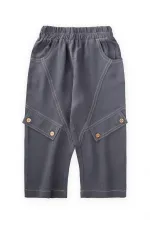 Dizi Kapaklı Keten Pantolon 2-7 Yaş Antrasit