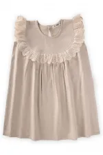 Robadan Dantelli Keten Bluz 2-7 Yaş Naturel