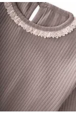 Lace-trimmed Long-Sleeved Seasonal Set for 0-3 Years, Mink