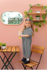 Collared Pleated Tencel Overalls for 2-7 Years Gray