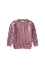 Braided Sweater, Ages 1-8, Rose Pink