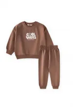 Ensemble imprimé Cool Vibes pour enfants de 2 à 7 ans, marron
