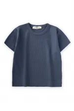 Basic Fitilli T-Shırt 1-5 Yaş Lacivert