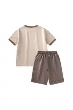 Kaprili T-Shirt Takım 2-10 Yaş Bej Melanj Kaprili T-Shirt Takım 2-10 Yaş Bej Melanj