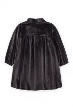 Shiny Velvet Dress for 2-8 Years Old with Black Pattern