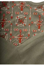 Roba Komple Nakışlı Keten Salopet 2-7 Yaş Haki Yeşil