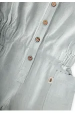 Yanları Cepli Kısa Boy Keten Tulum 2-7 Yaş Mint Yeşili Yanları Cepli Kısa Boy Keten Tulum 2-7 Yaş Mint Yeşili