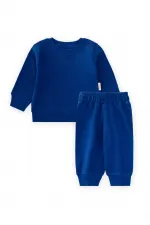 Be Cool Nakışlı Sweatshirt Takım 0-5 Yaş Saks Mavi