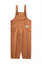 Salopette en gabardine beige, 2-7 ans